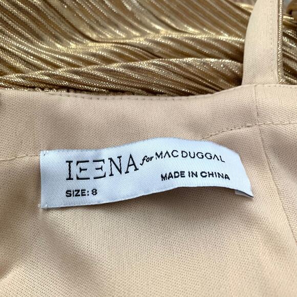 Ieena for Mac Duggal Sleeveless Square Neck Tiered Ruffled Detail Dress in Gold - Picture 10 of 13